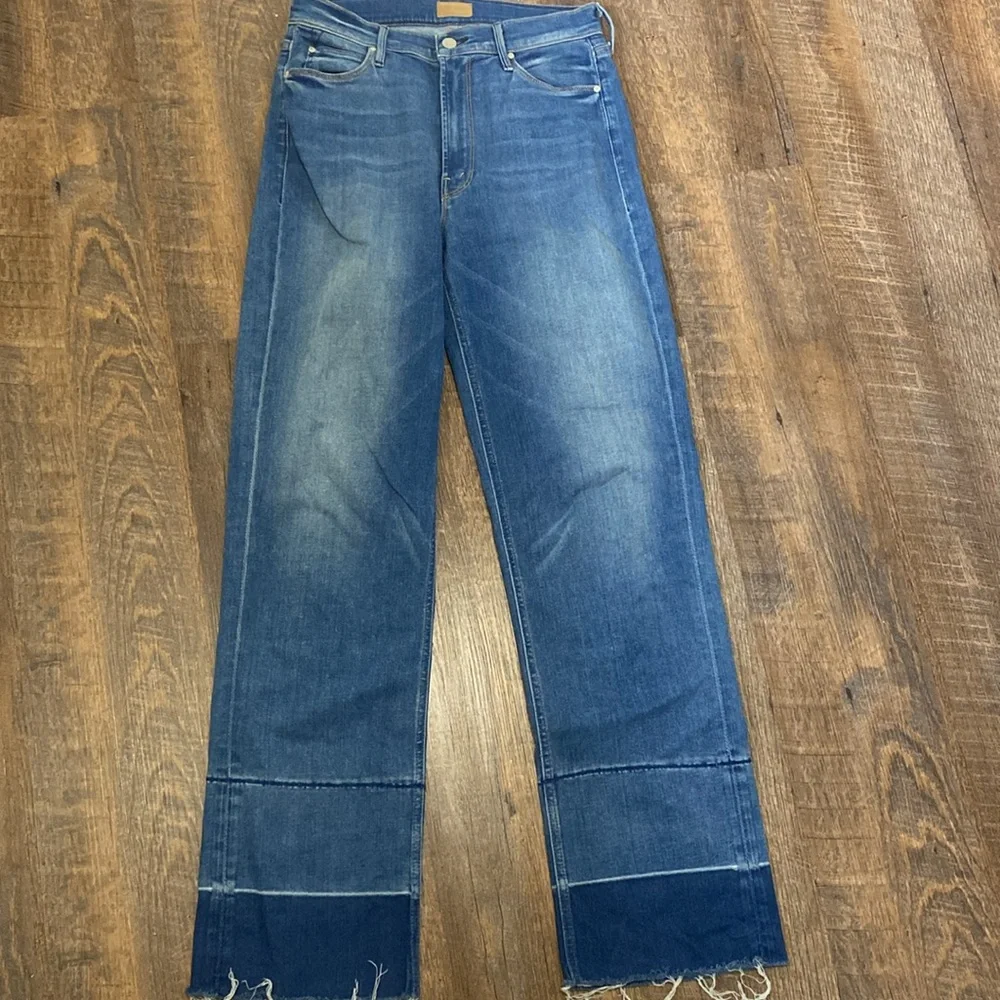 Mother Jeans The Maverick Understudy Birds of Paradise Hi Rise stacked cuffs/Hem - Picture 3 of 16